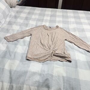 ANTHROPOLOGIE Pullover Sweater Tan With Knot at the Waist Size S